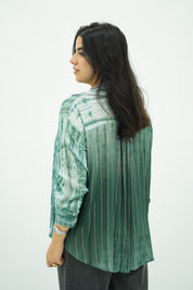 Chemise Oversize en Tie-Dye Vert et Blanc