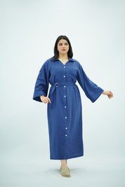 Robe En Lin Bleu indigo
