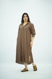 Robe chemise kaki chocolat