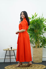 Robe en Popeline - Orange