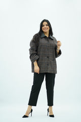 Manteau Oversize Col Cuir