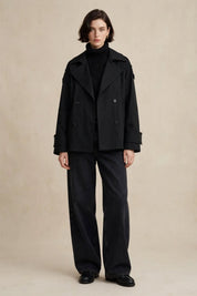 Trench Courte Noir  – Double Boutonnage