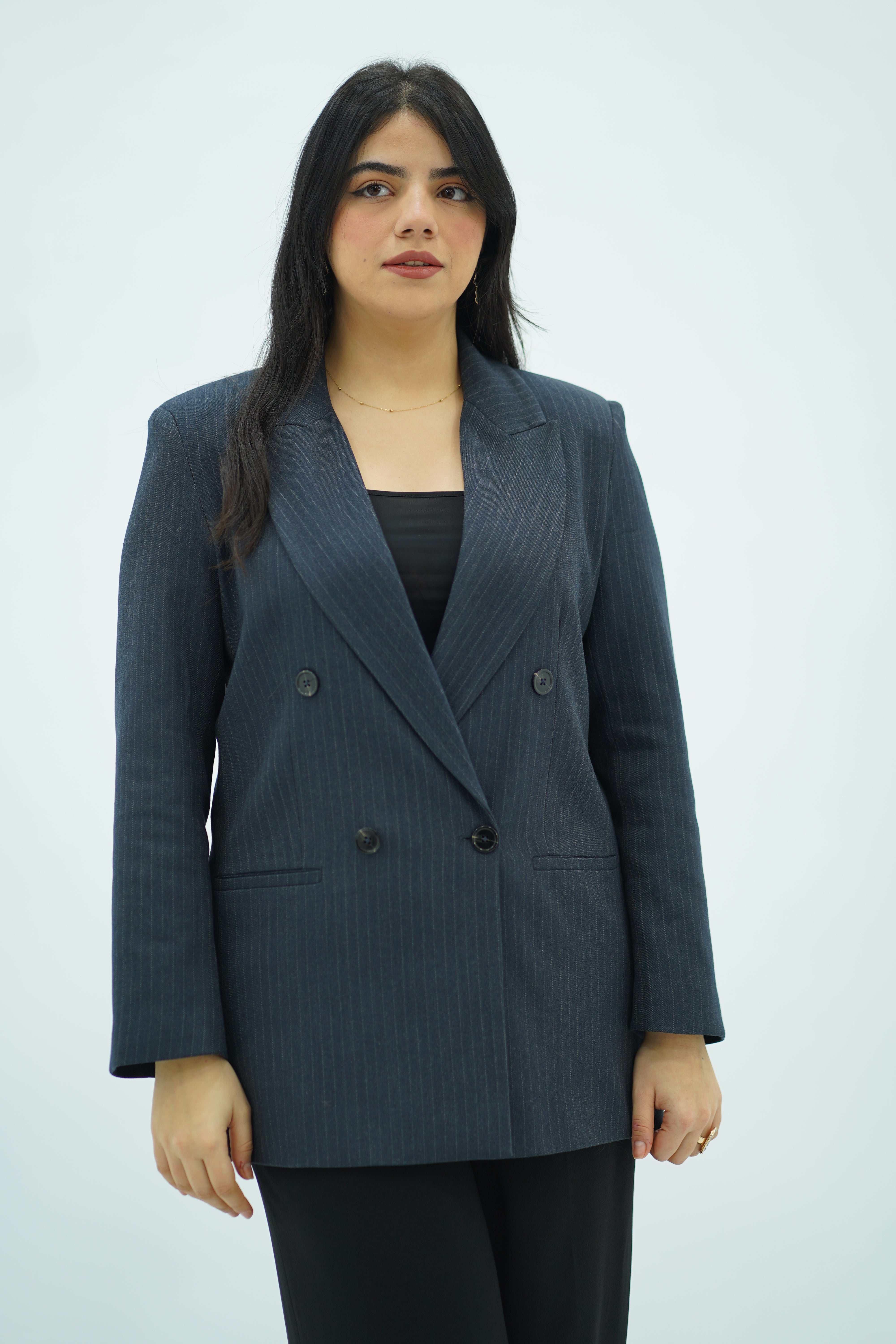 Veste blazer bleu rayée chic