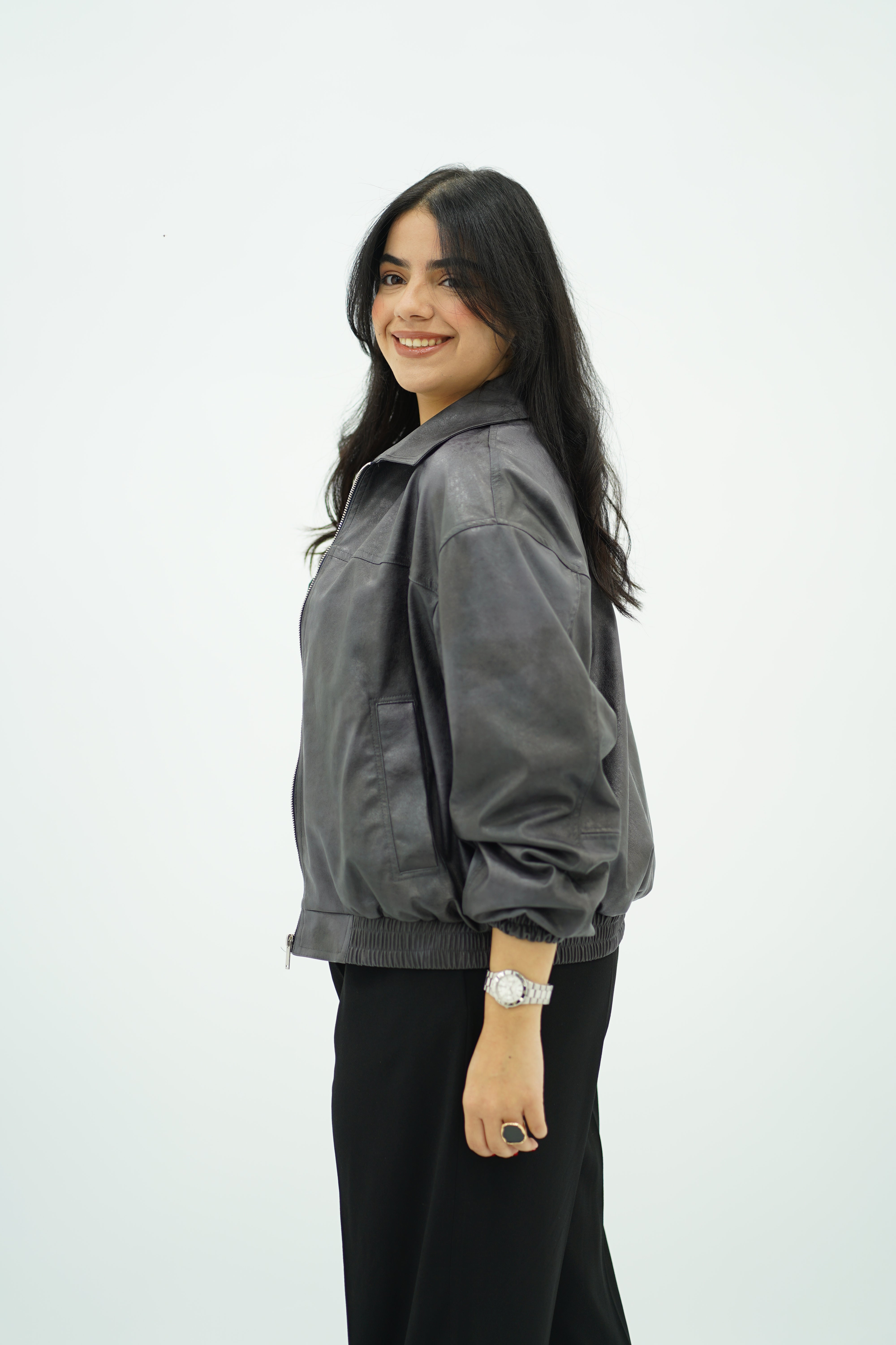 Bomber Gris en similicuir 🩶