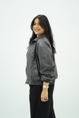 Bomber Gris en similicuir 🩶