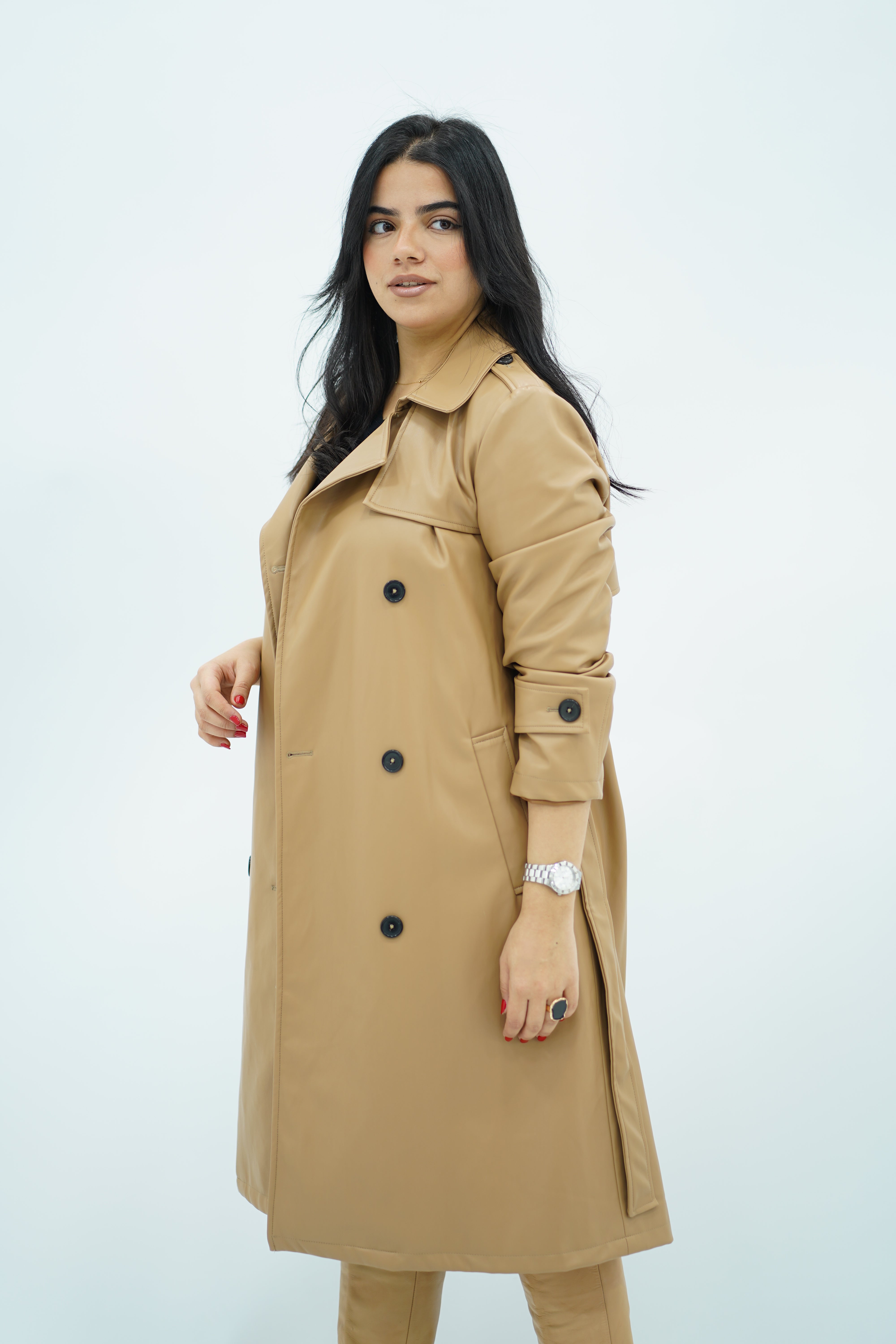 Trench coat en similicuir