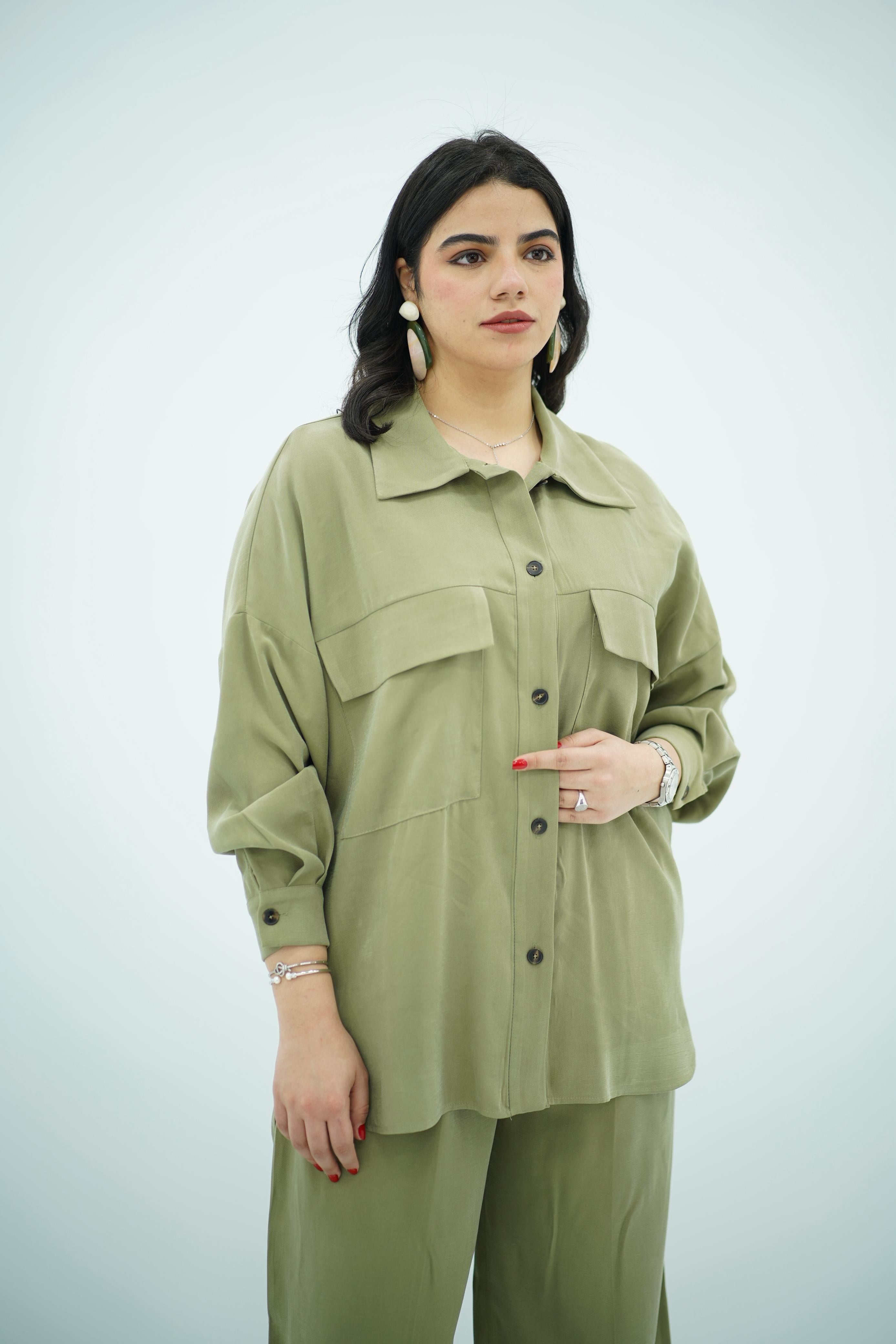 Ensemble Kaki En Tencel
