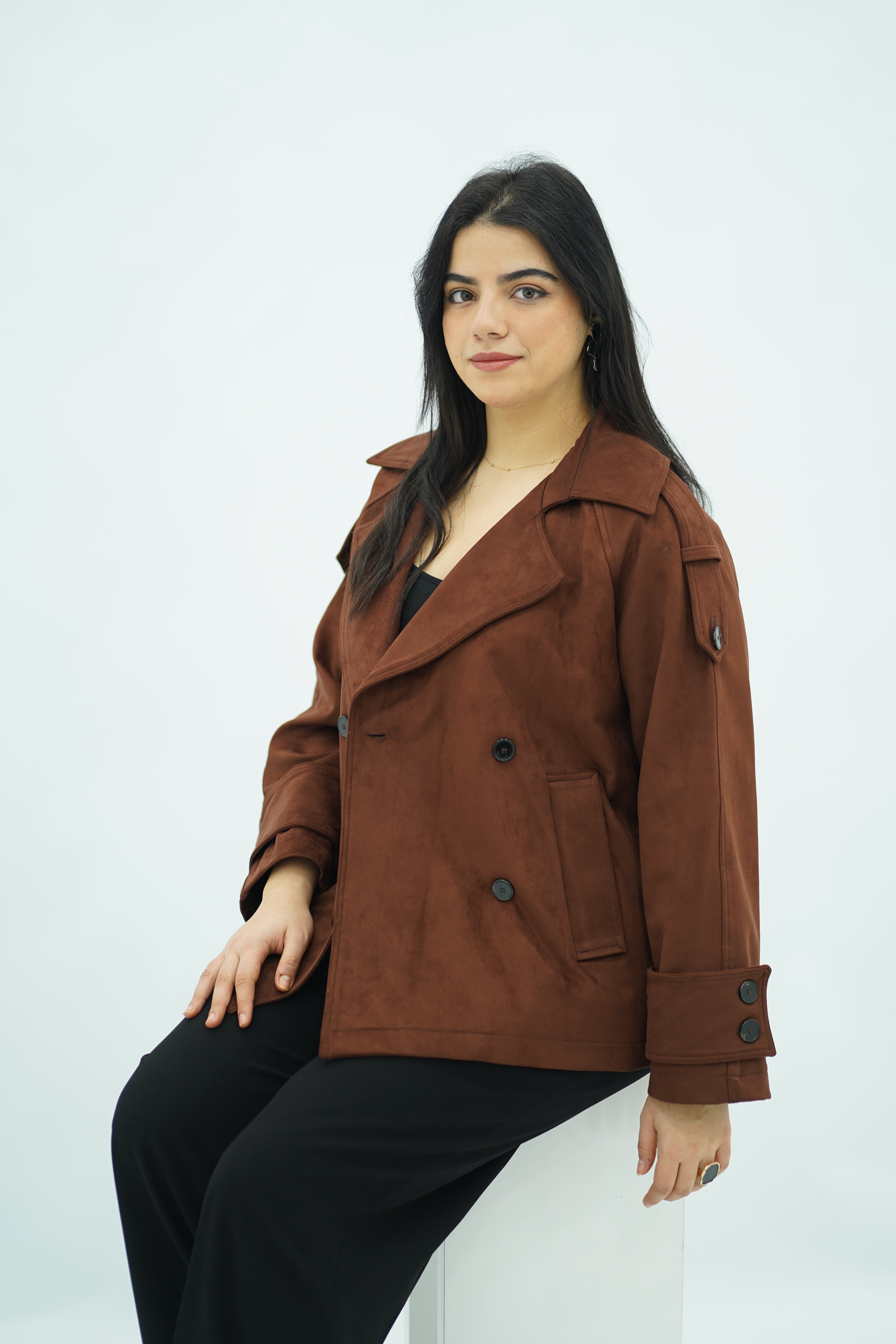 Trench Marron en faux daim