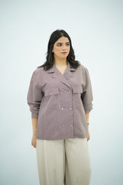 Chemise Rayée Style Saharienne à Double Boutonnage