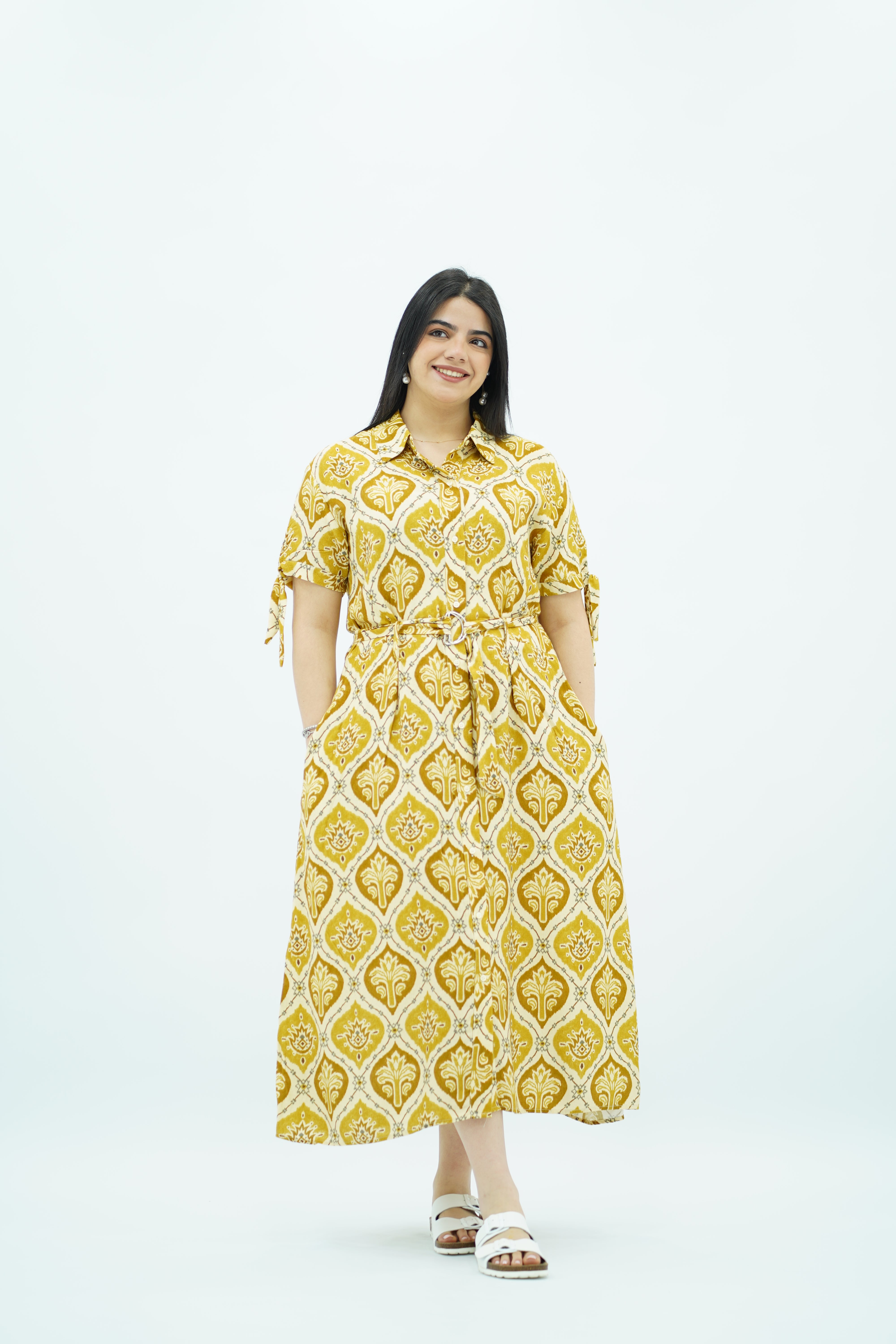 Robe jaune imprimée