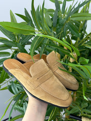 Mules en cuir daim - beige