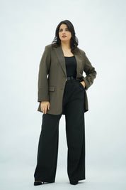 Veste Blazer Structurée Kaki Foncé