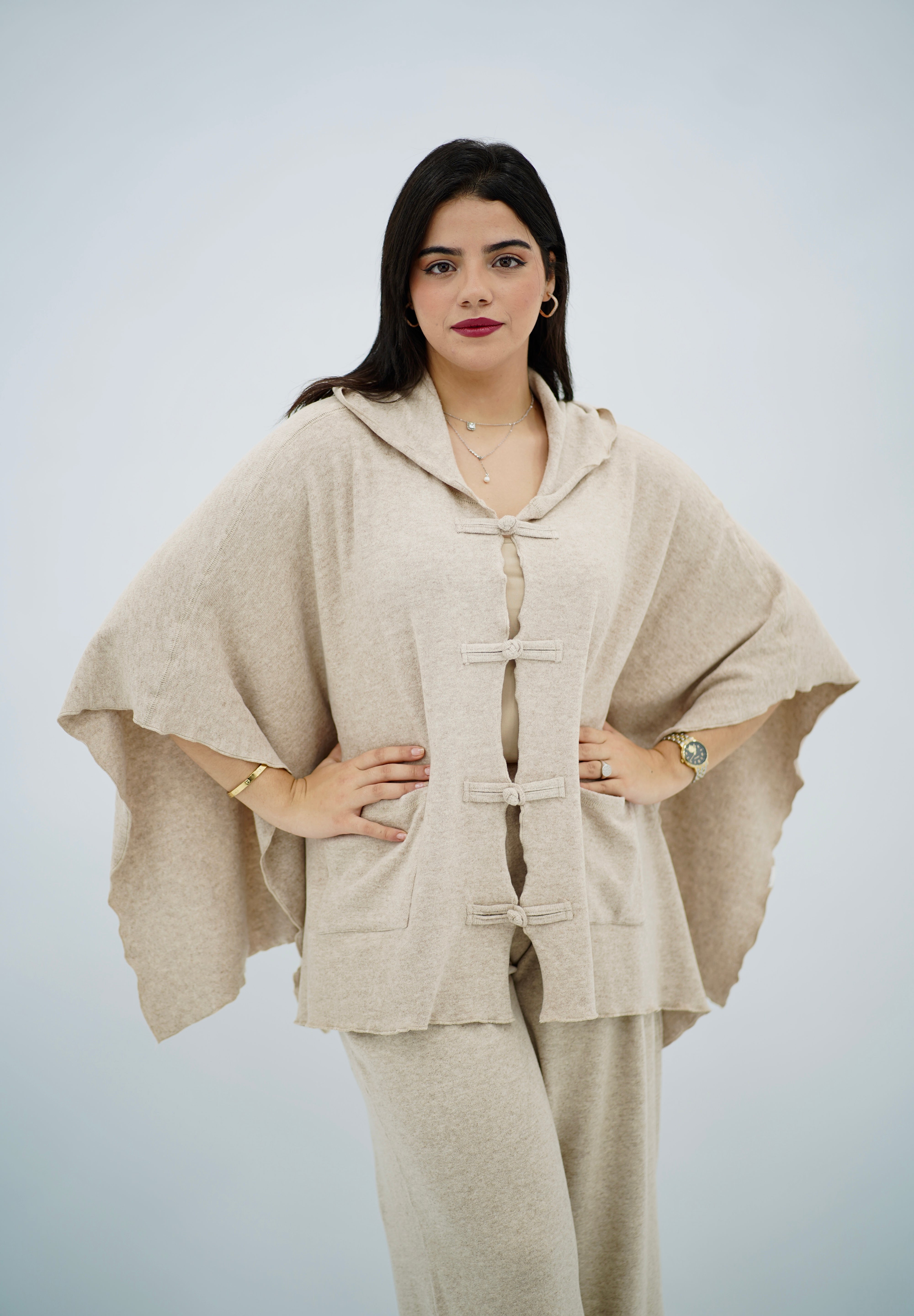 Ensemble Cape et Pantalon Large en Maille