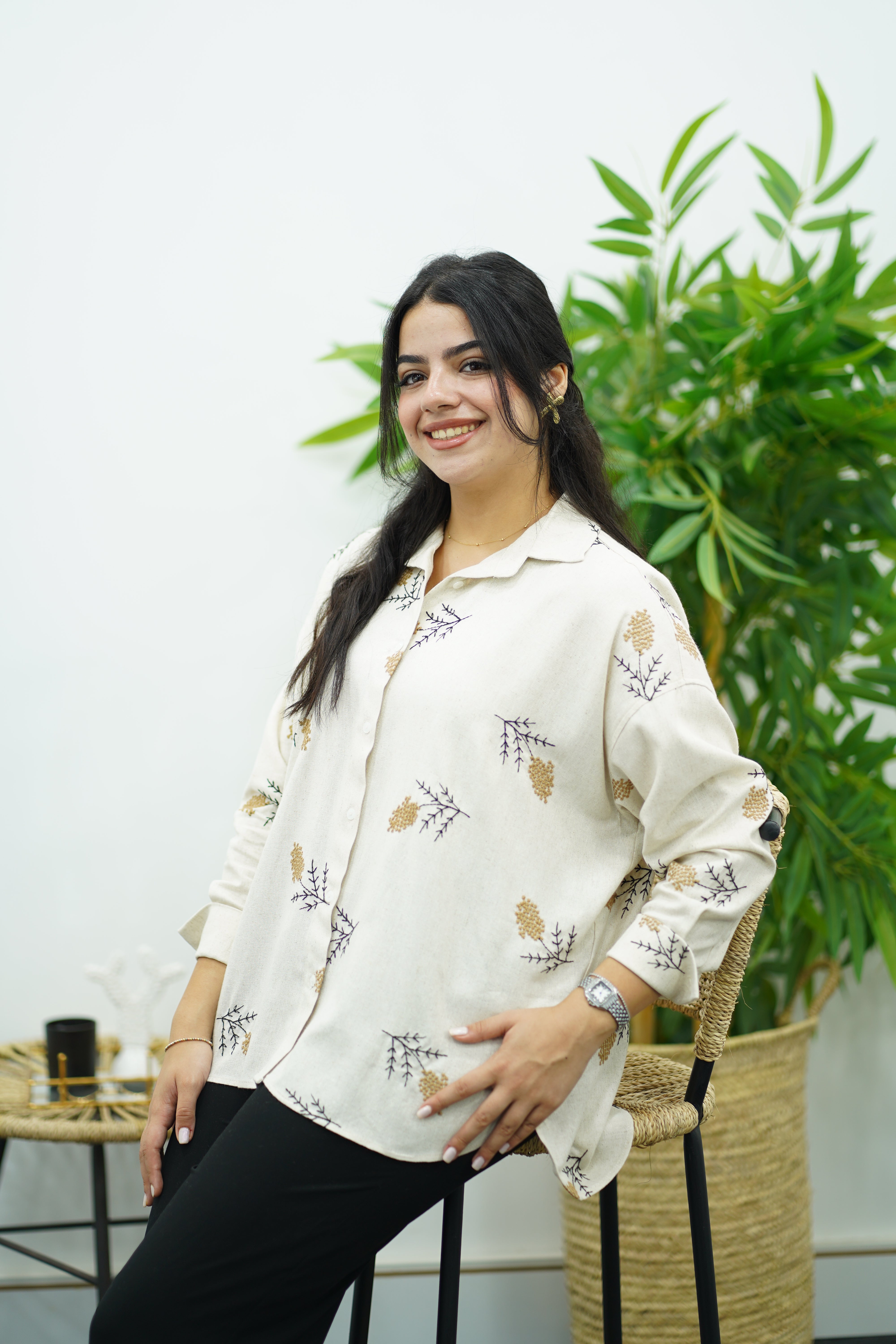 Chemise en lin - Brodé