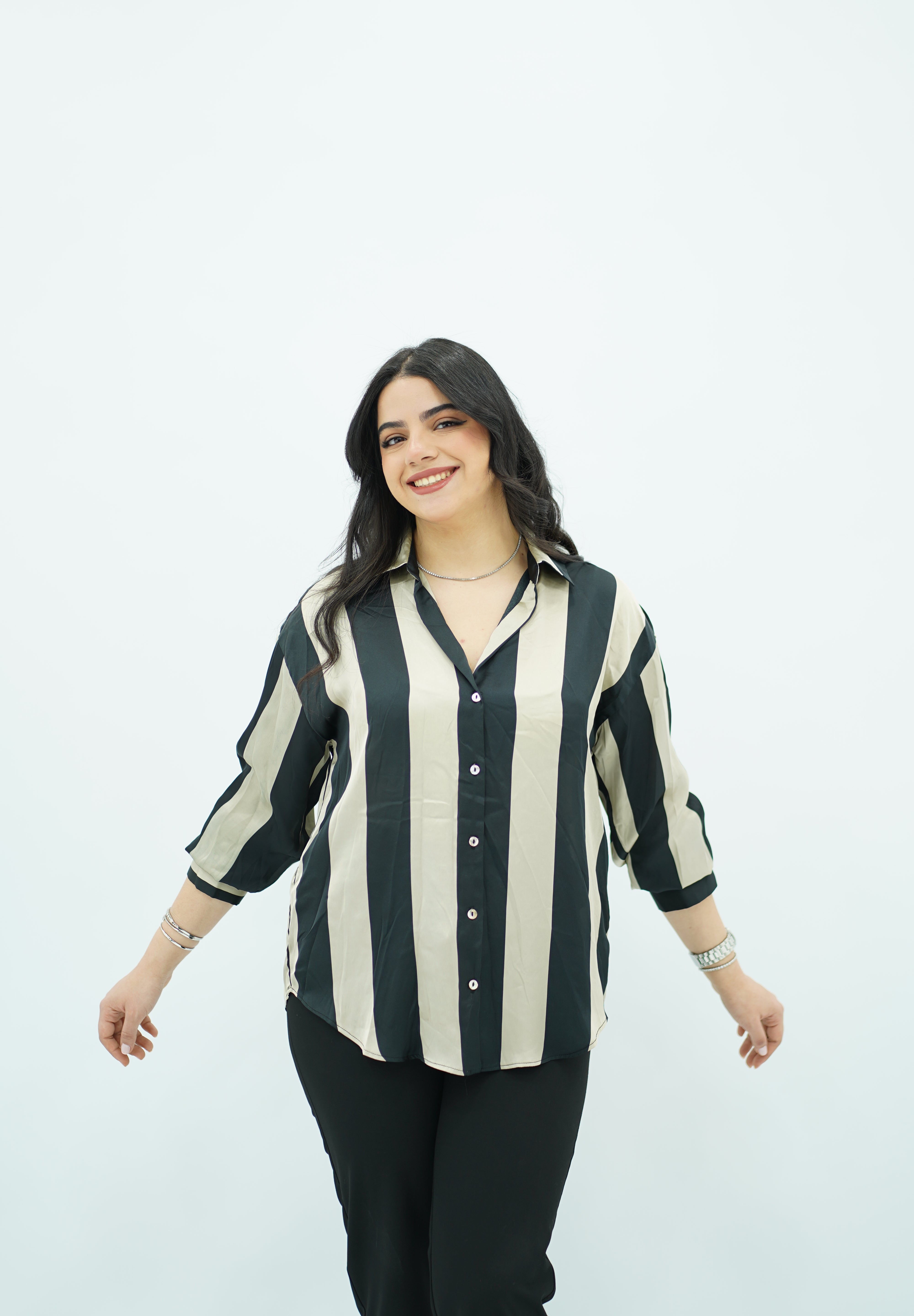 Chemise En Satin Rayé