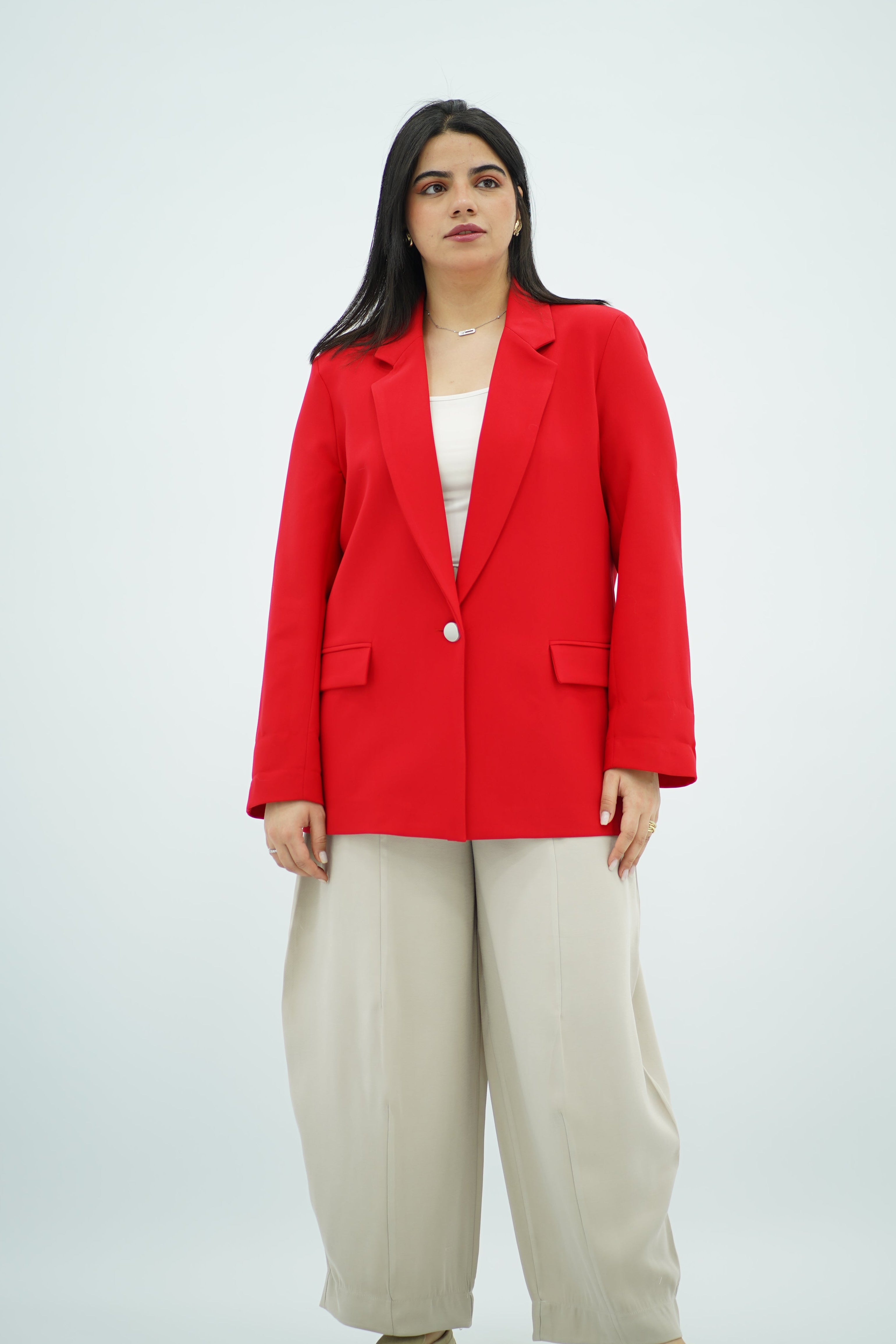 Blazer Structuré Rouge Vif