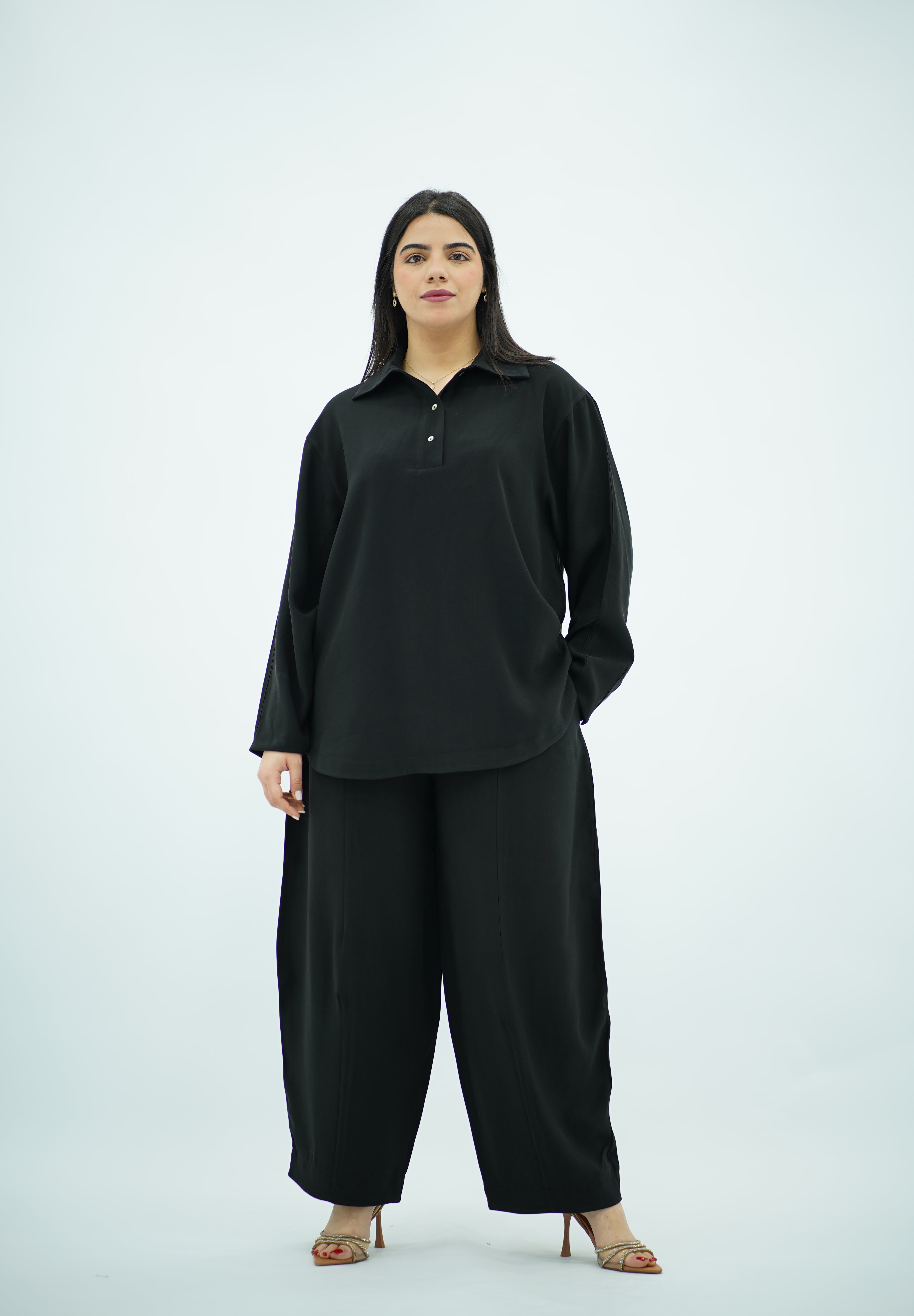 Ensemble En Tencel Ballonné Noir