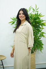 Robe Gandoura en crêpe - Beige