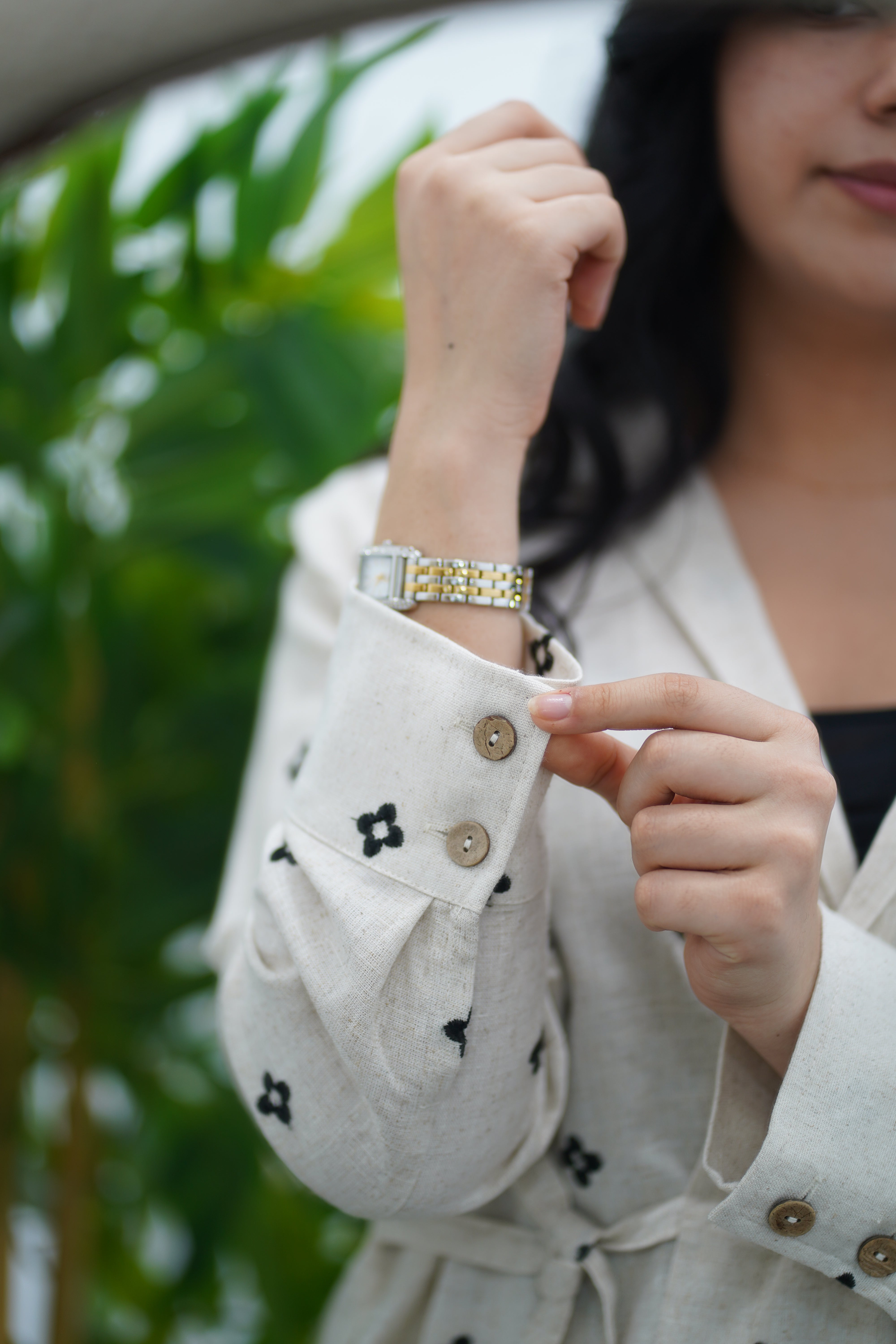 Ensemble en Lin Brodé avec Ceinture