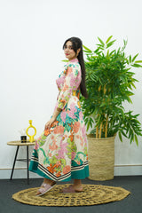 Robe Florale avec Ceinture – Élégance Naturelle