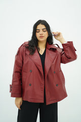 Trench Court en Similicuir Bordeau