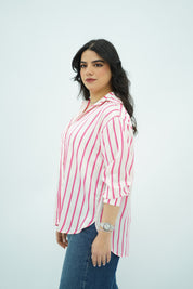 Chemise blanche en satin rayé 🌷