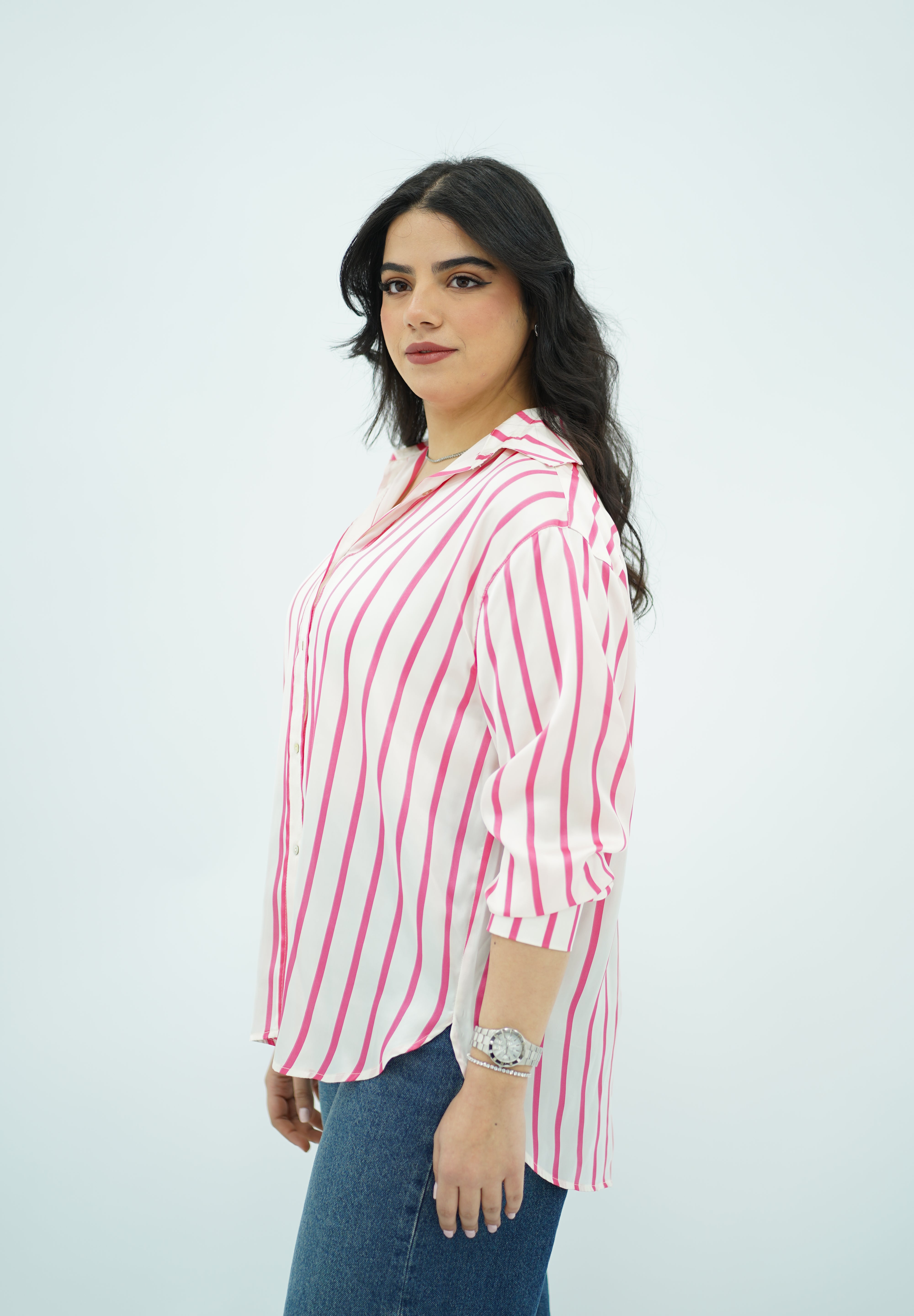 Chemise blanche en satin rayé 🌷