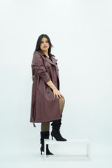 Trench coat Bordeaux en similicuir