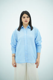 Chemise Bleu ciel rayé - en Popeline