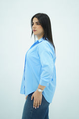 Chemise Bleu ciel En Popeline