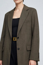Veste Blazer Structurée Kaki Foncé