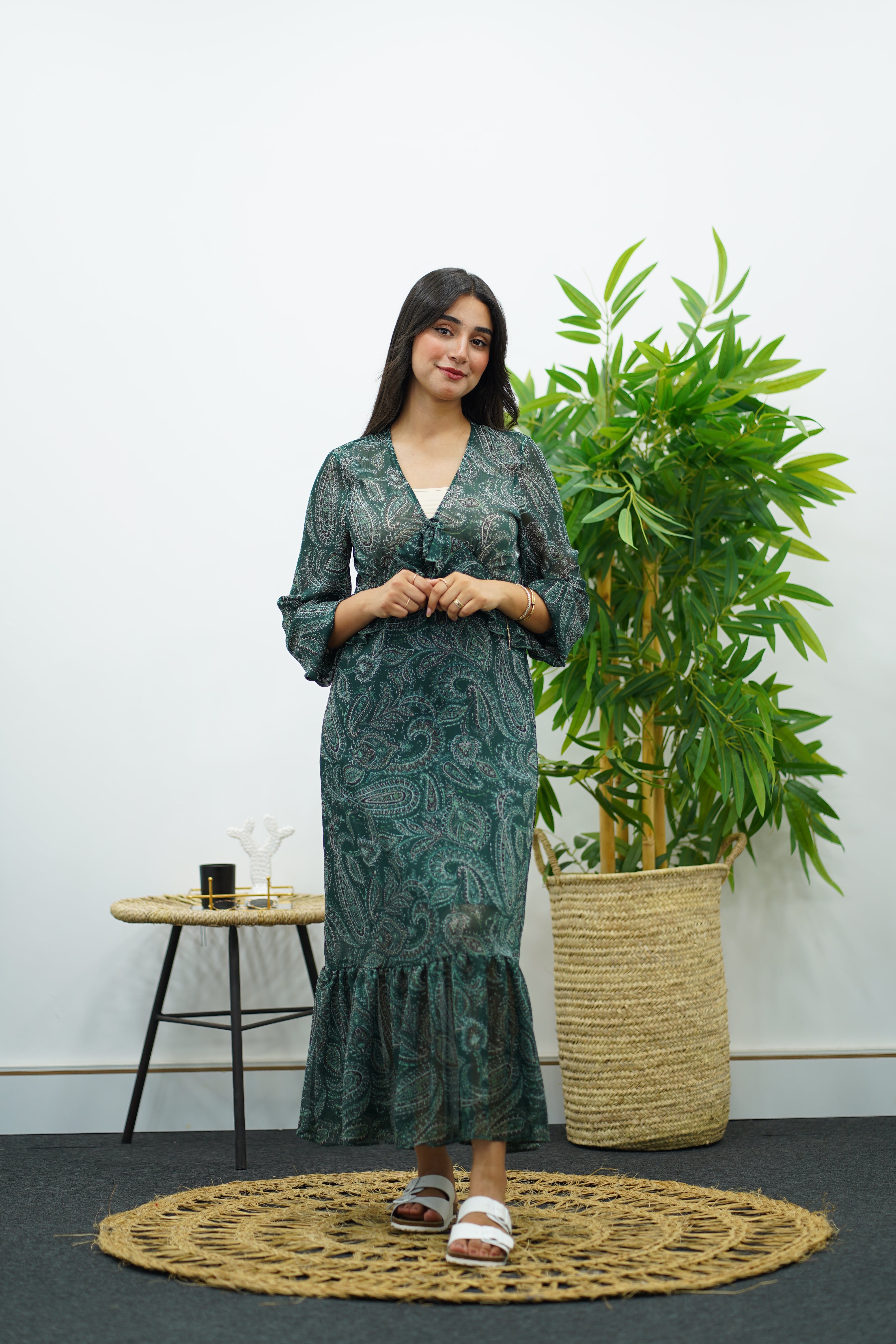 Robe fluide imprimée - Verte 🍀