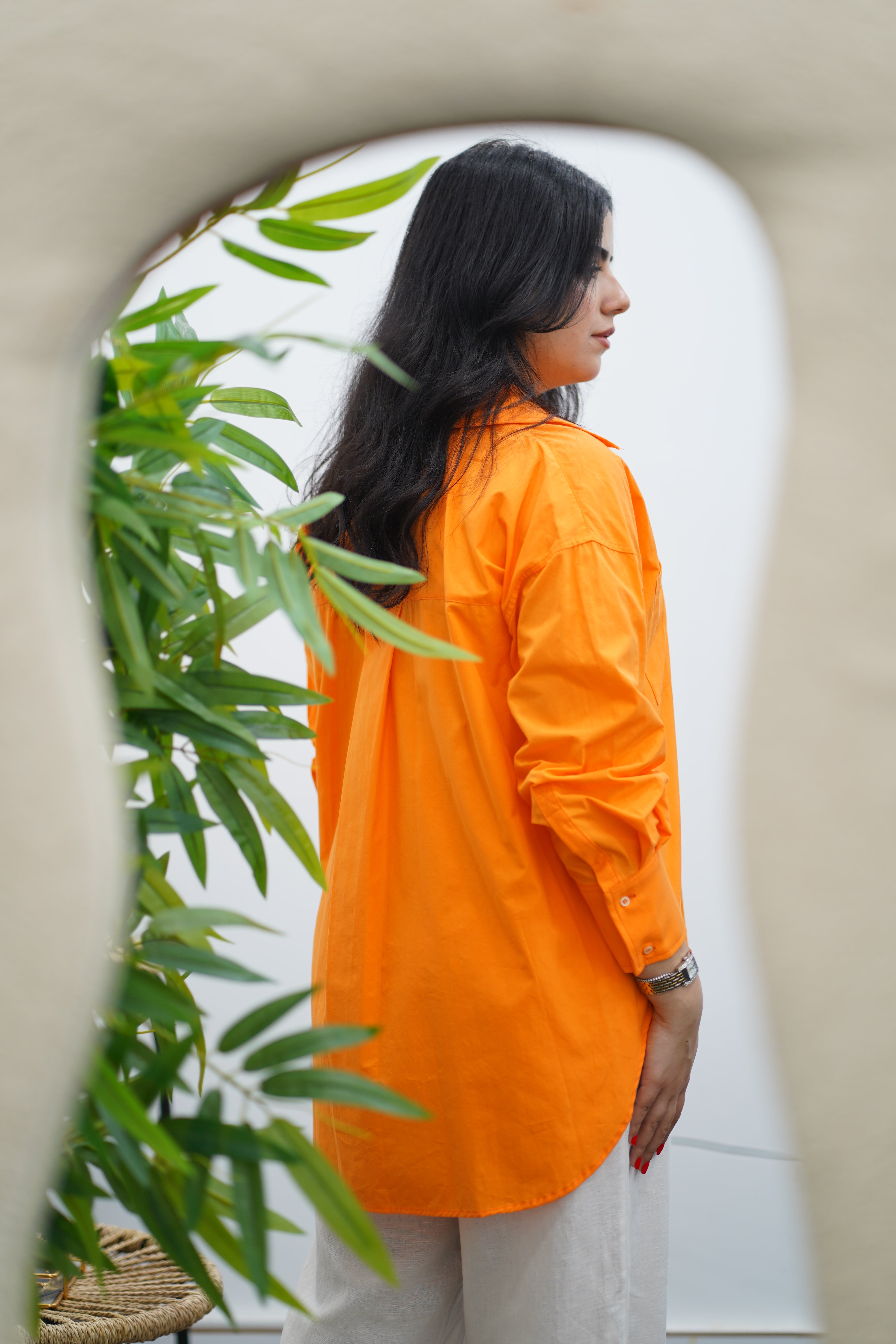 Chemise Orange - En Popeline