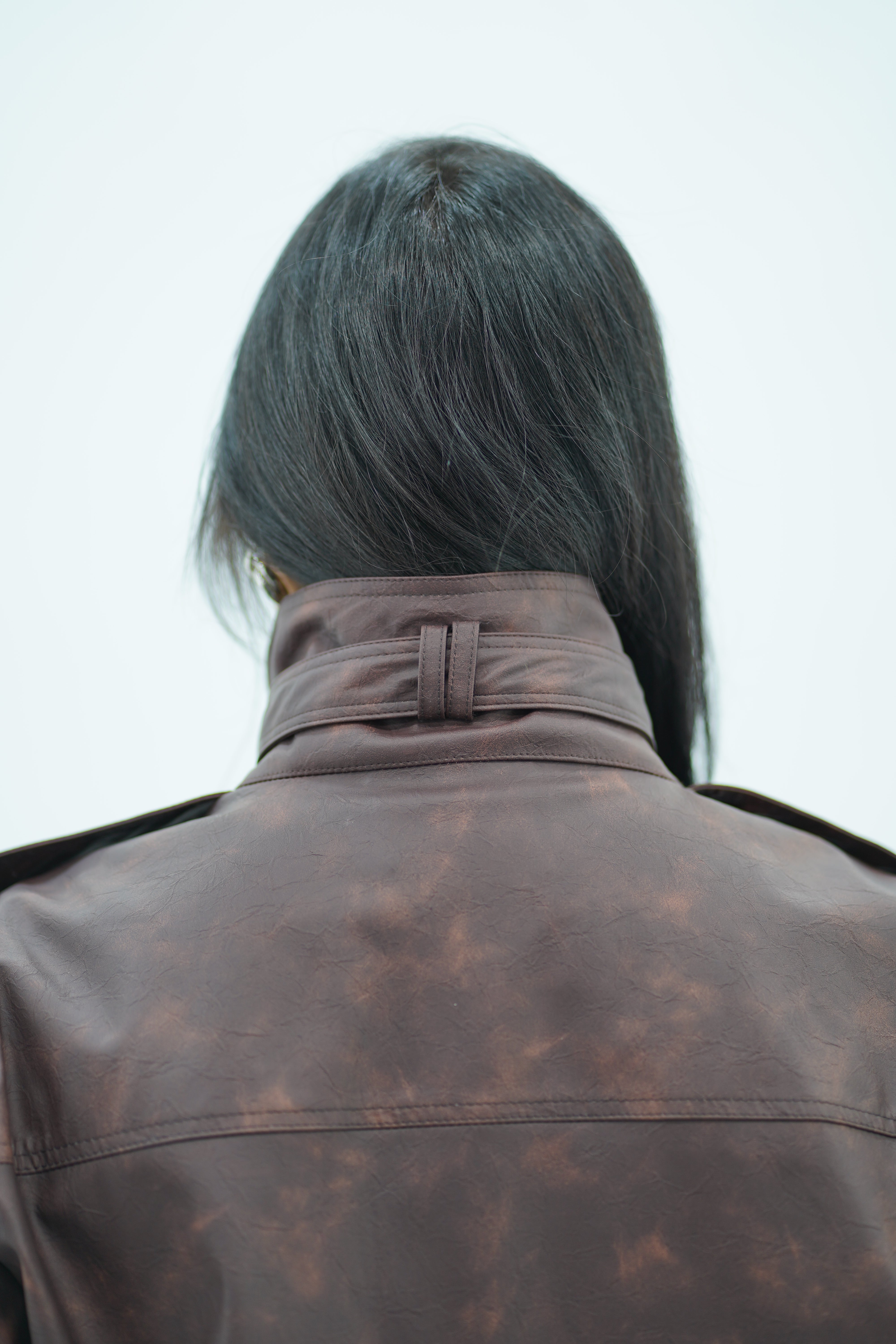 Bomber Similicuir Brun Effet Vieilli