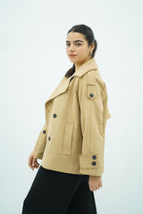Trench court en faux daim