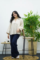 Chemise oversize en Lin Beige