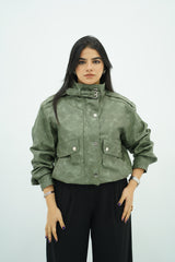 Bomber verte effet dégradé en similicuir