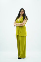 Ensemble tailleur sans manches vert anis