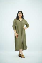 Robe chemise fluide Vert kaki