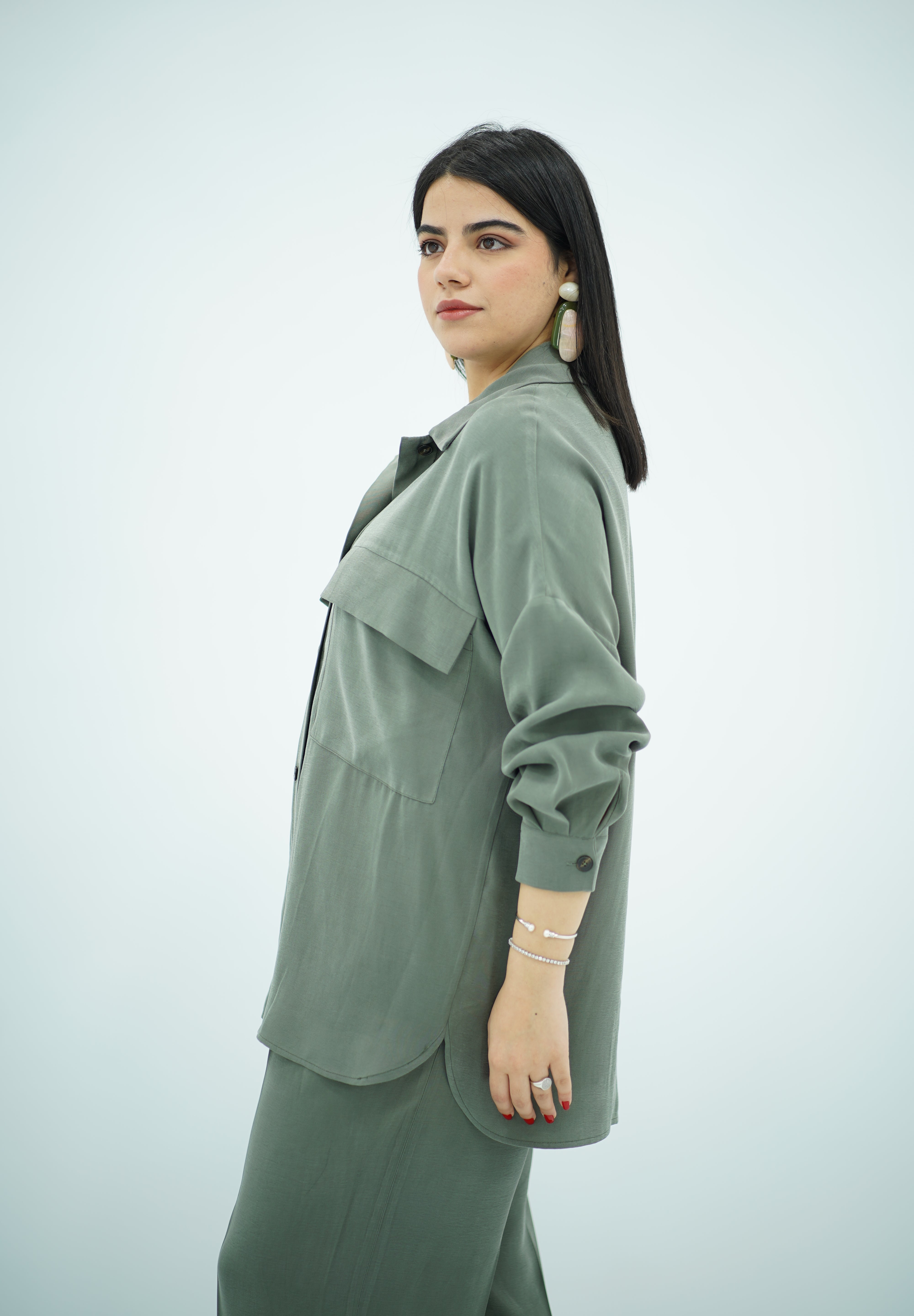 Ensemble Vert militaire Matière Tencel