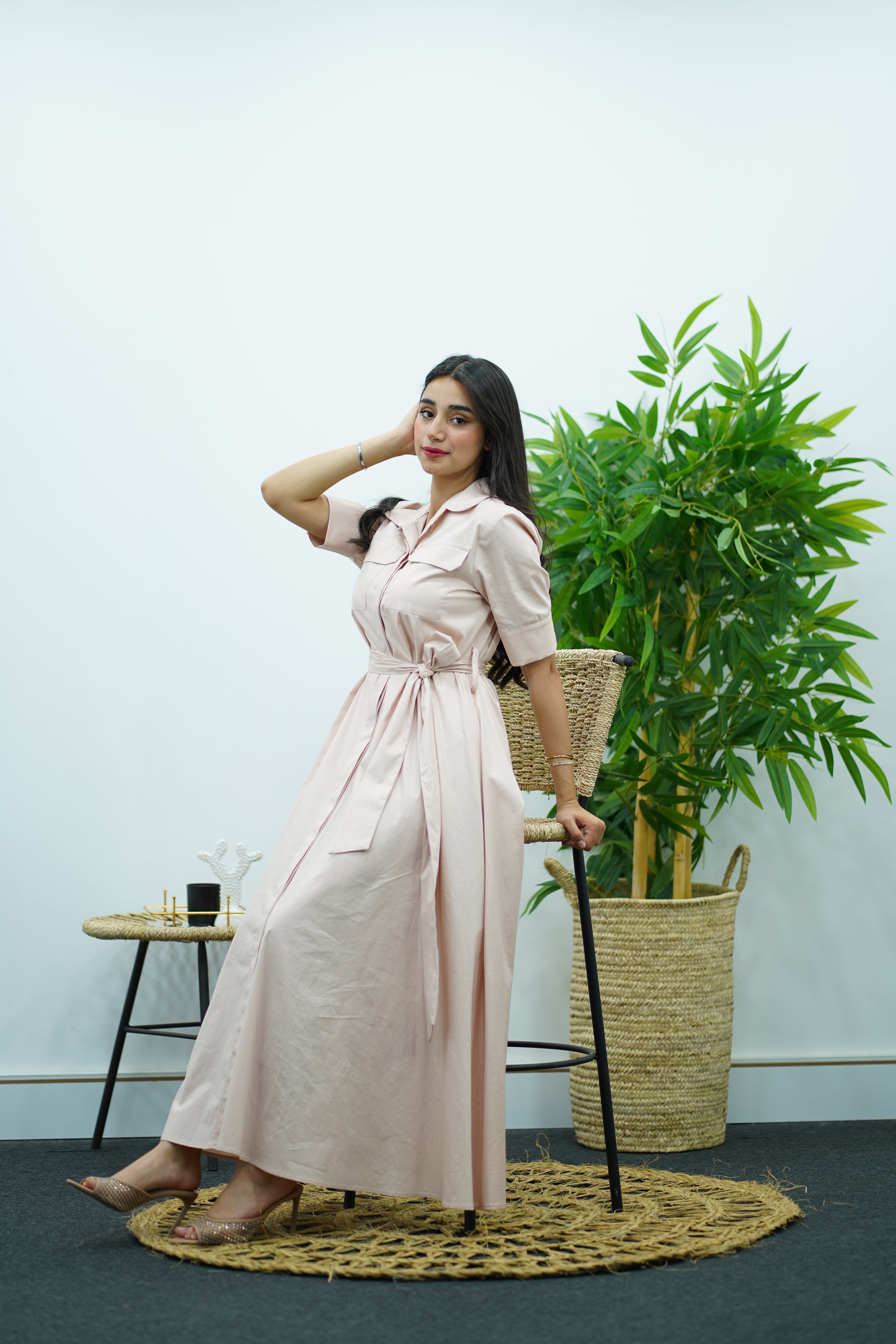 Robe en popeline - Rose claire