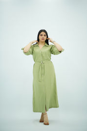 Robe Chemise Maxi Vert Olive
