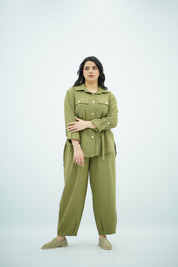 Ensemble Vert Olive en Lin
