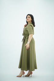 Robe en popeline Vert Kaki
