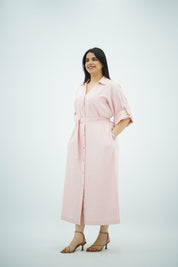 Robe en Lin Rose Poudré