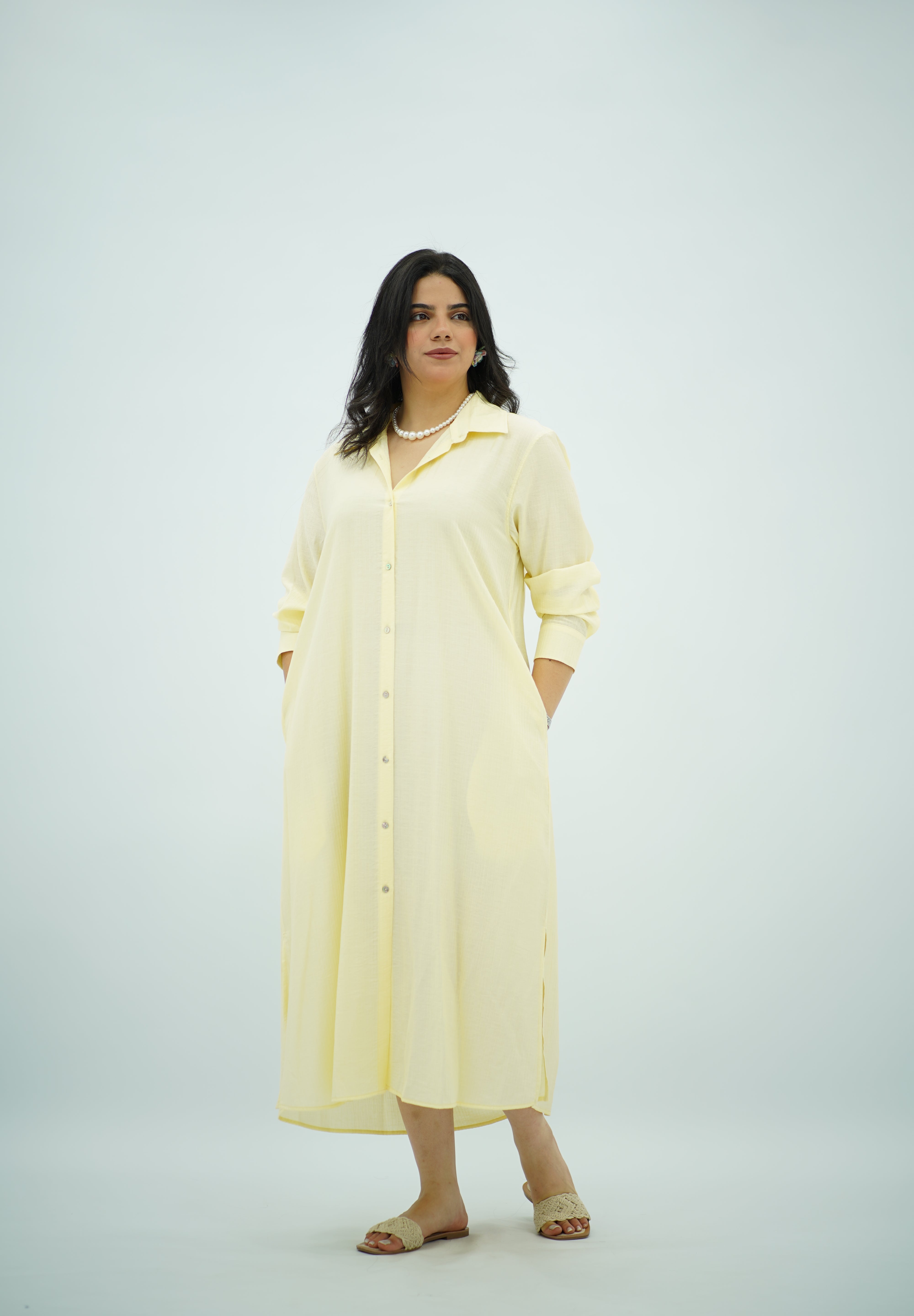 Robe fluide jaune pastel