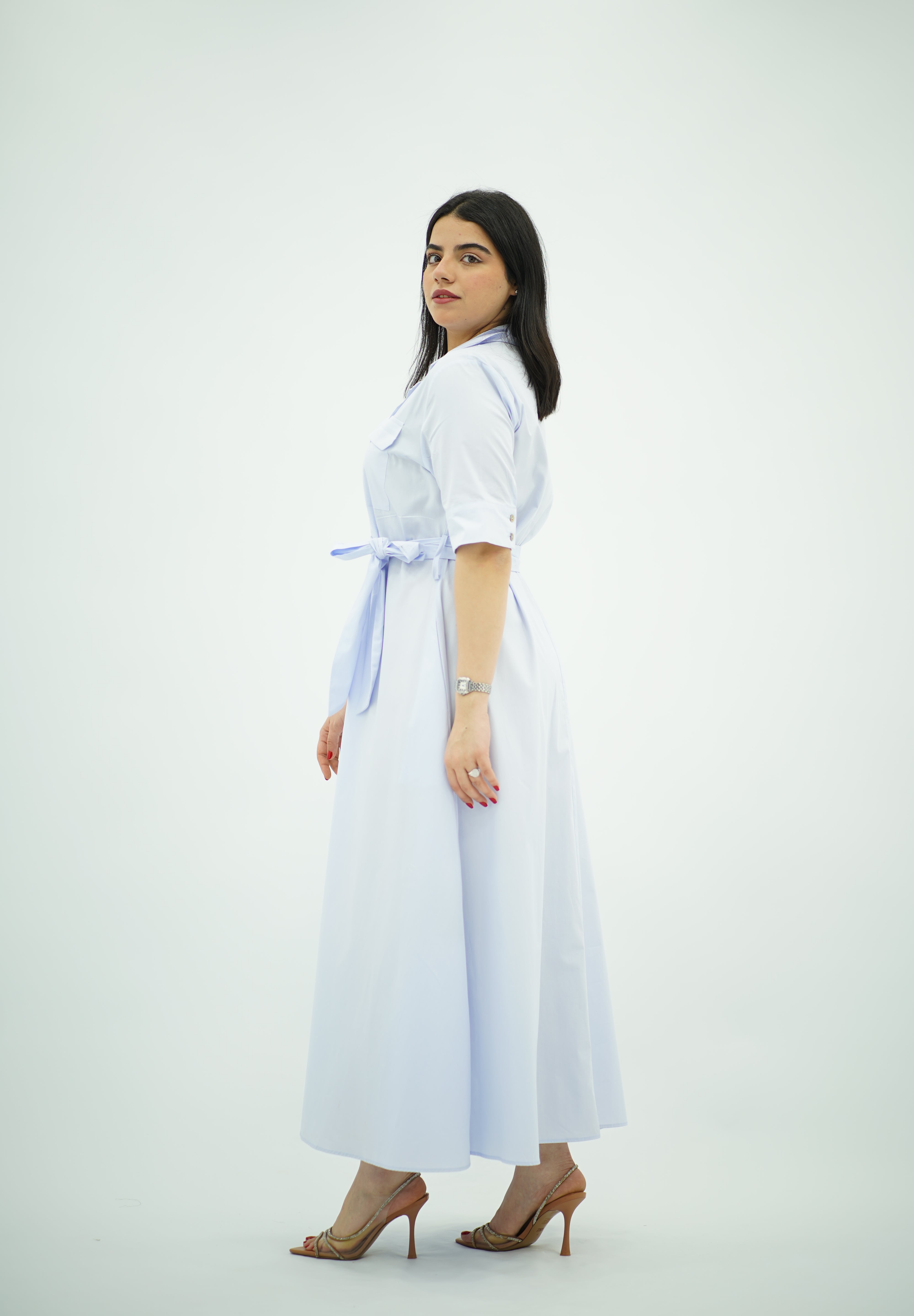 Robe Longue Chemise Bleu Ciel