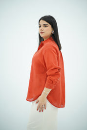 Chemise en lin - Rouge brique