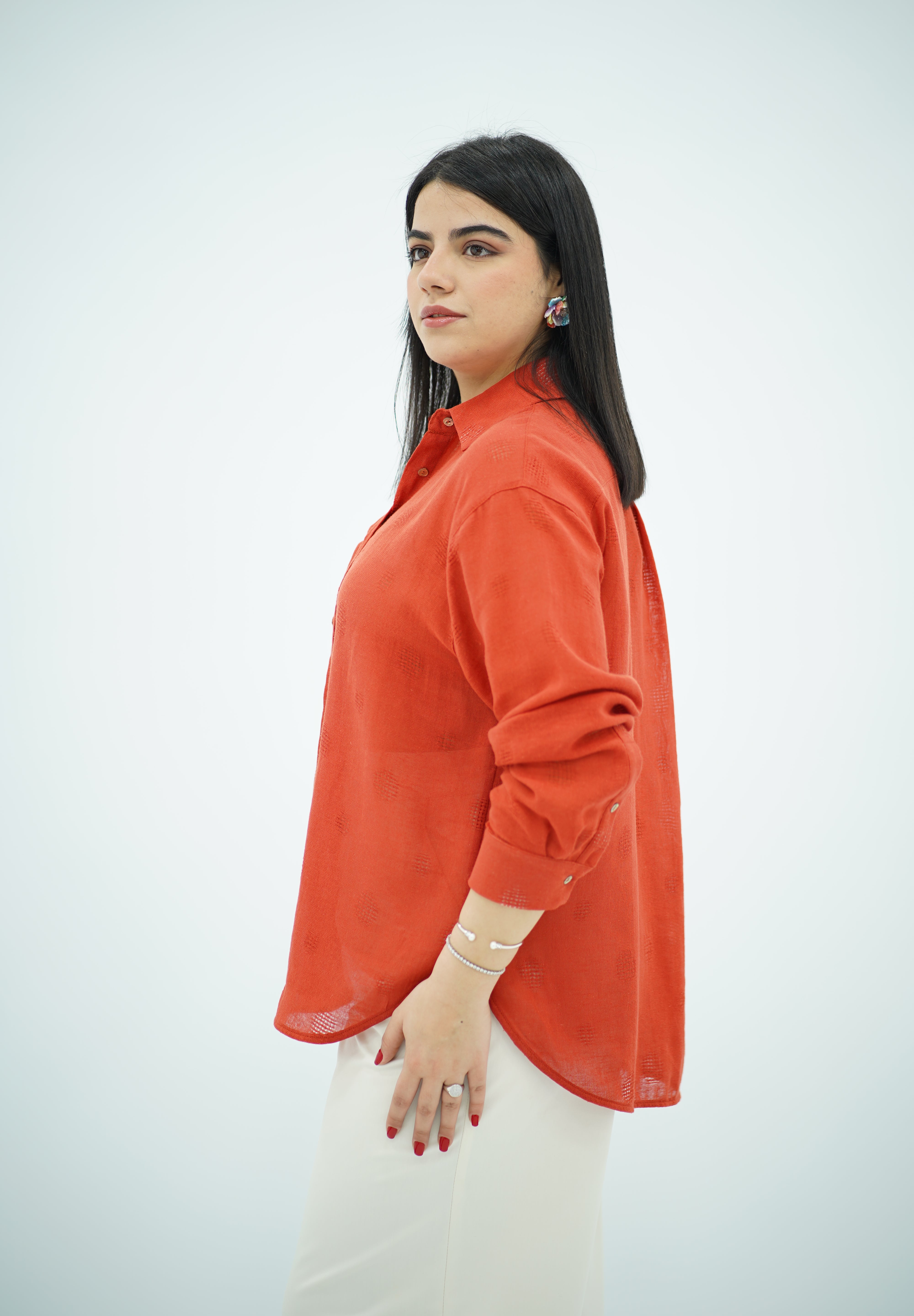 Chemise en lin - Rouge brique