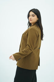 Blazer Olive avec Fente Dorsale Boutonnée